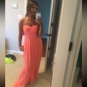 Elegant Coral Chiffon Strapless Dress